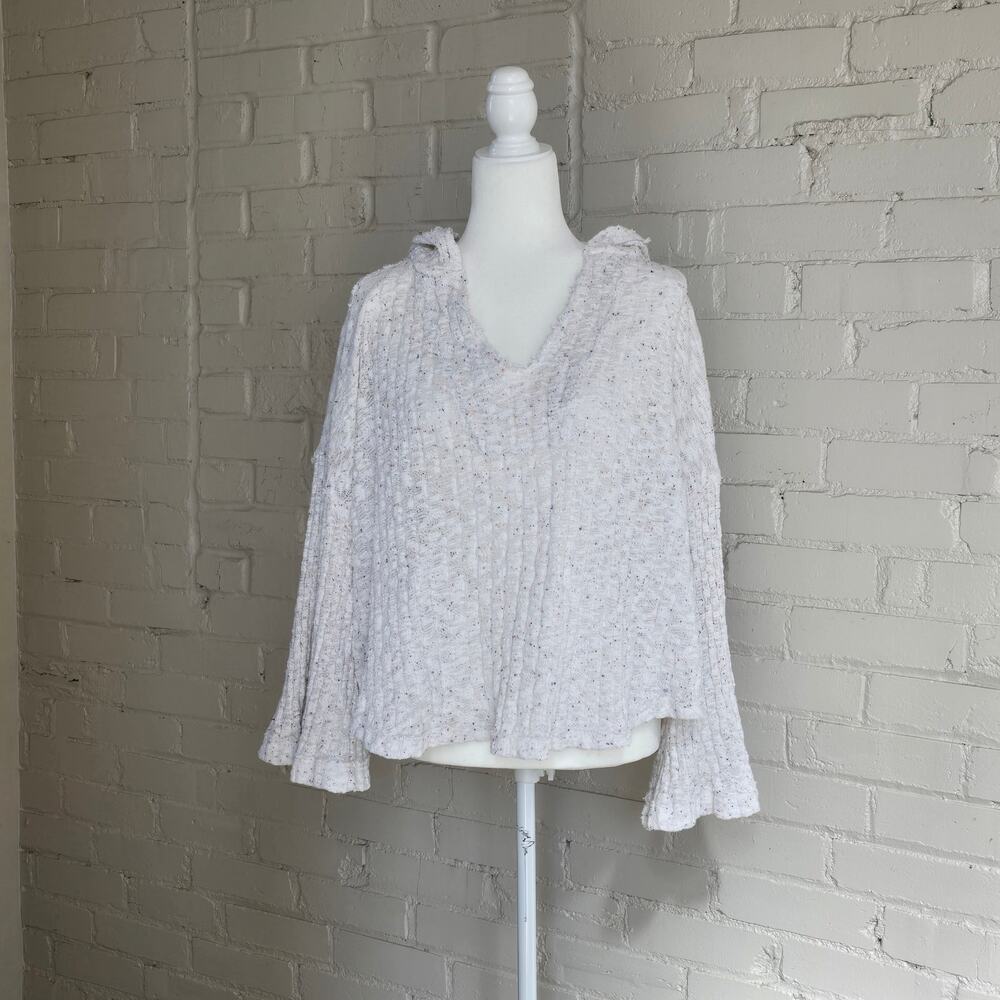 Free People S, White w/ Multicolor Knit Oversized Sweater: Coquette, Fairycore